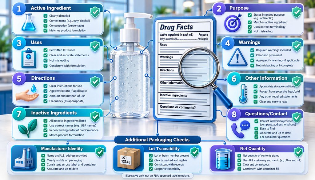 Hand sanitizer OTC Drug Facts labeling checklist